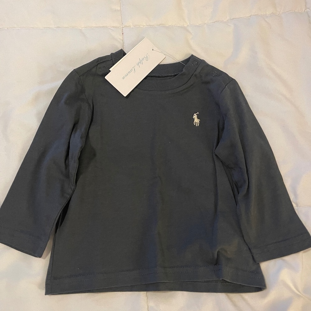 Baby Ralph Lauren Navy blue long sleeve shirt 9 Month ((NWT))